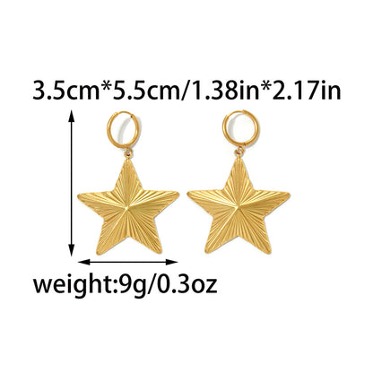 Cute Pentagram Stud Earrings For Women In 304 Stainless Steel With 18K Gold Plated Electroplated Finish