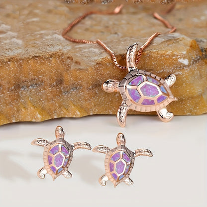 Women’s Tortoise Pattern Alloy Necklace With Enamel Finish And Box Chain, 1 Set Jewelry Set
