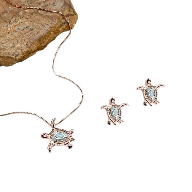 Women’s Tortoise Pattern Alloy Necklace With Enamel Finish And Box Chain, 1 Set Jewelry Set