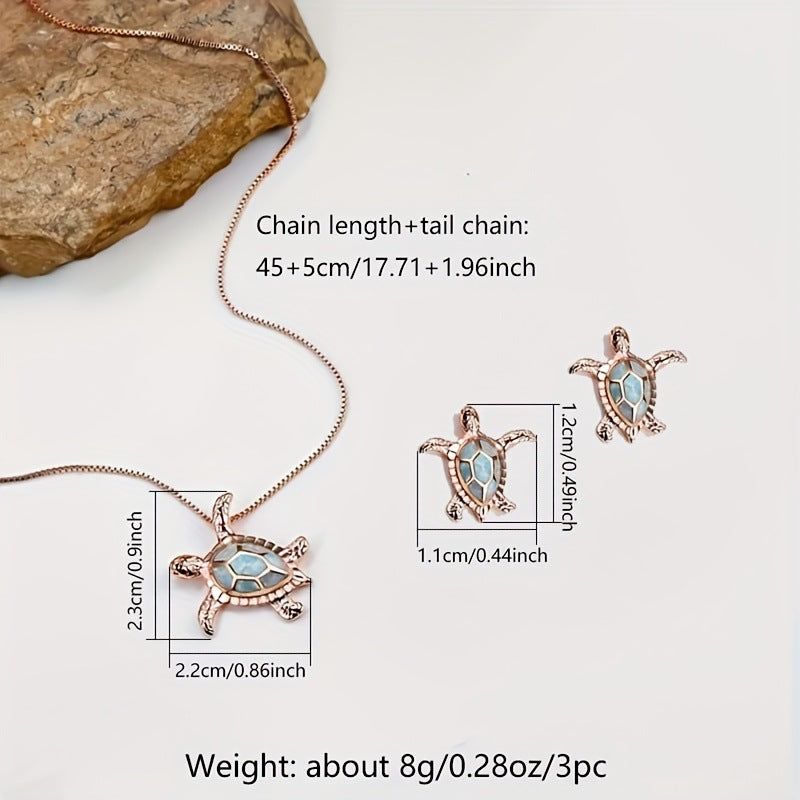 Women’s Tortoise Pattern Alloy Necklace With Enamel Finish And Box Chain, 1 Set Jewelry Set
