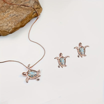 Women’s Tortoise Pattern Alloy Necklace With Enamel Finish And Box Chain, 1 Set Jewelry Set