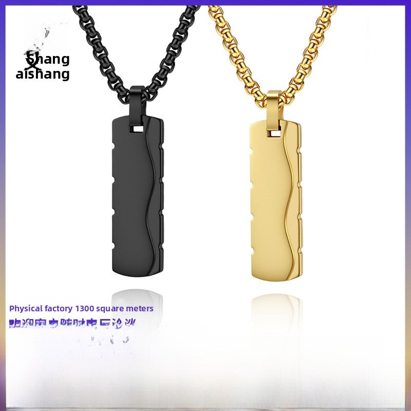 Simple Style Square Pendant Necklace For Everyday Wear, Made Of Durable Titanium Steel