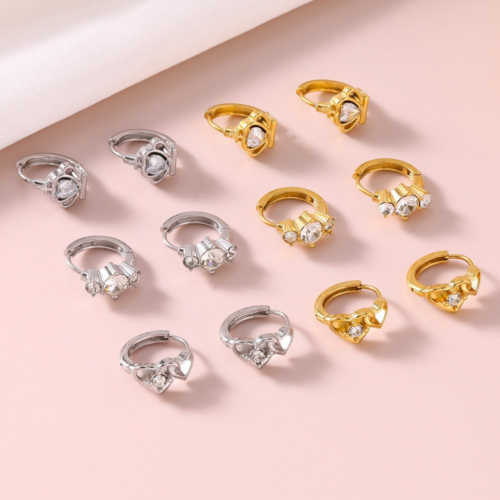 Crown Earrings For Unisex Featuring 18K Real Gold Plated Electroplated 304 Stainless Steel With Rhinestones Inlay