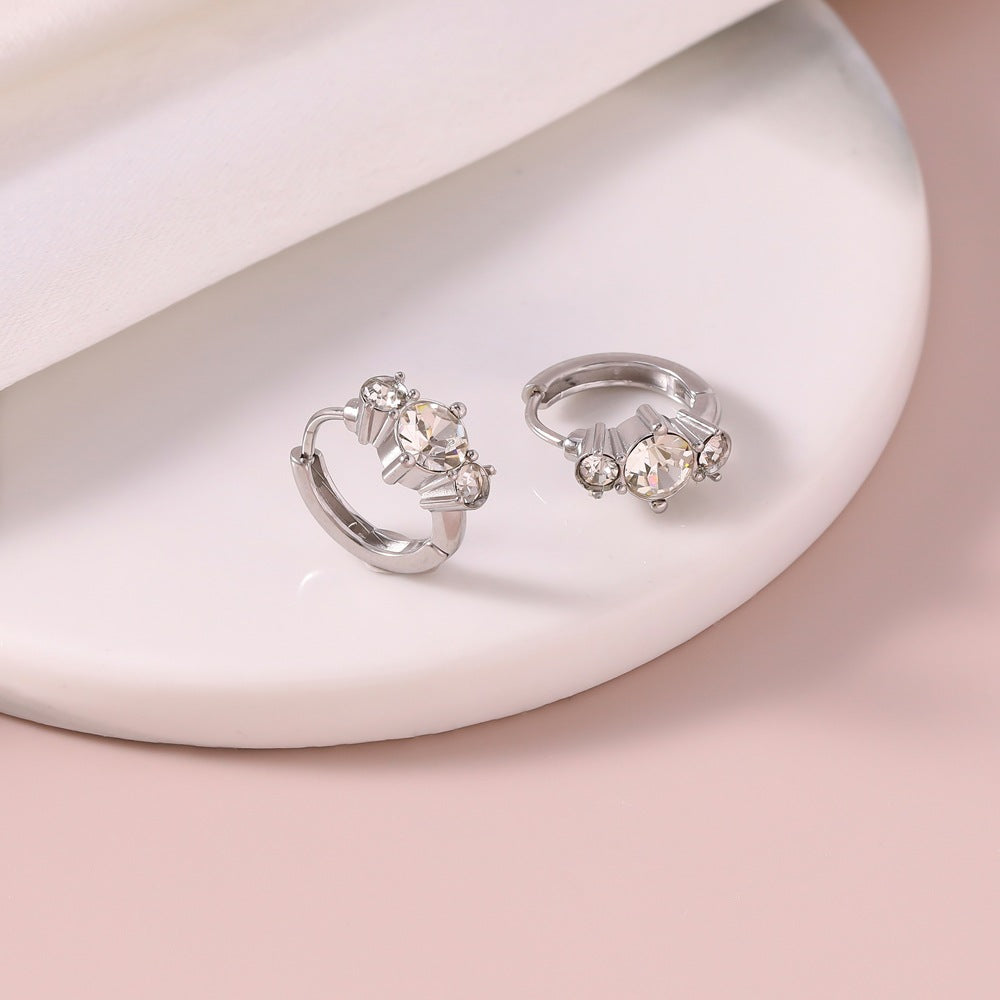 Crown Earrings For Unisex Featuring 18K Real Gold Plated Electroplated 304 Stainless Steel With Rhinestones Inlay