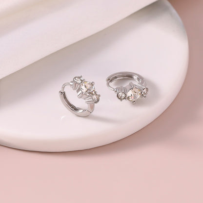 Crown Earrings For Unisex Featuring 18K Real Gold Plated Electroplated 304 Stainless Steel With Rhinestones Inlay