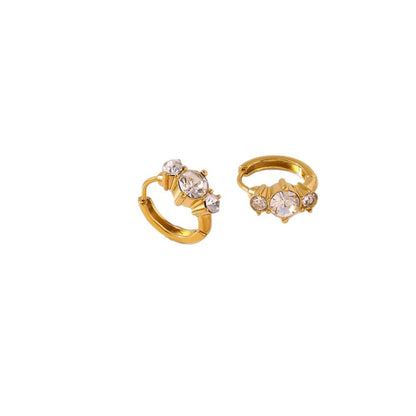 Crown Earrings For Unisex Featuring 18K Real Gold Plated Electroplated 304 Stainless Steel With Rhinestones Inlay