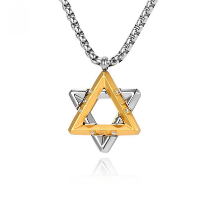 Hexagram Pendant Necklace For Men In Original Design, Made Of Durable Titanium Steel