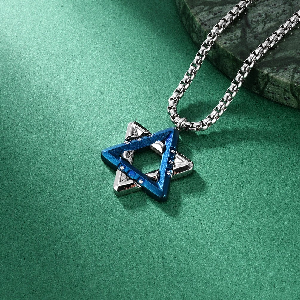 Hexagram Pendant Necklace For Men In Original Design, Made Of Durable Titanium Steel