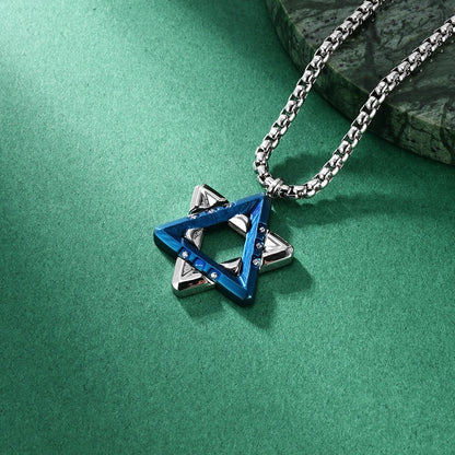 Hexagram Pendant Necklace For Men In Original Design, Made Of Durable Titanium Steel