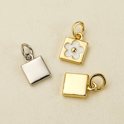 Flowers Pendant In Copper With 18K Real Gold Plated Electroplating, Enamel Process, 0.05µm-0.08µm Thickness, 1 Pc/Package