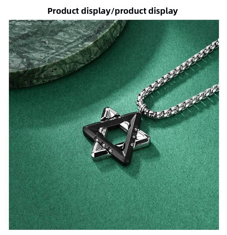 Hexagram Pendant Necklace For Men In Original Design, Made Of Durable Titanium Steel