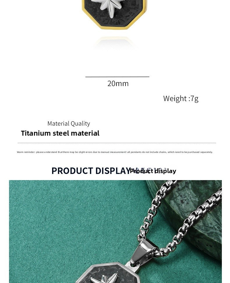 Novelty Star Pendant For Men's In Steel Color 304 Stainless Steel With Electroplated Finish