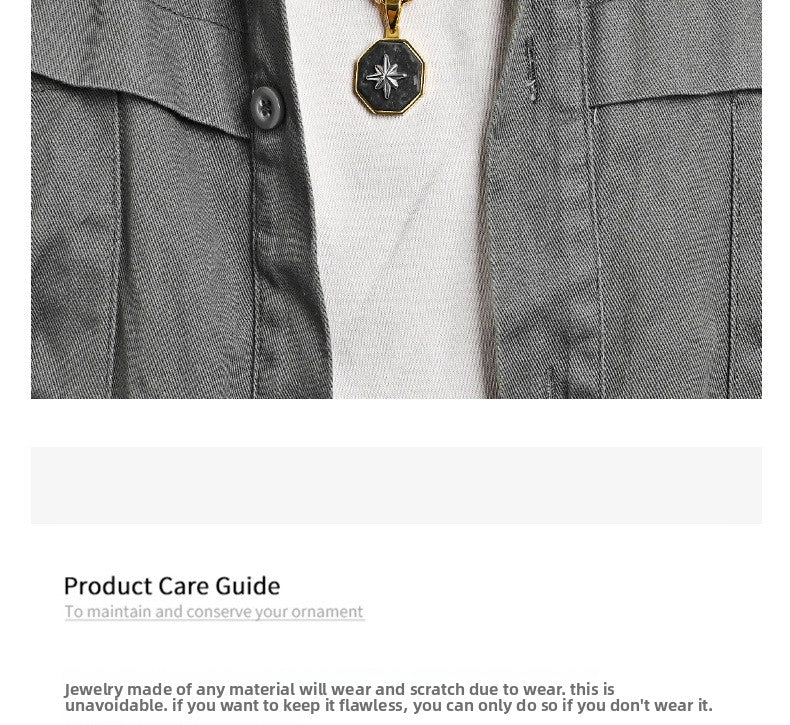 Novelty Star Pendant For Men's In Steel Color 304 Stainless Steel With Electroplated Finish