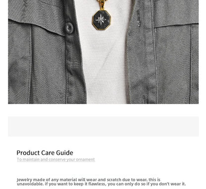 Novelty Star Pendant For Men's In Steel Color 304 Stainless Steel With Electroplated Finish