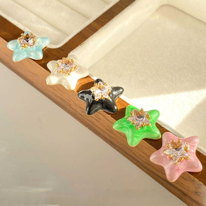 Sweet Pink Flowers Stud Earrings For Women With Electroplated Gold Plating Process