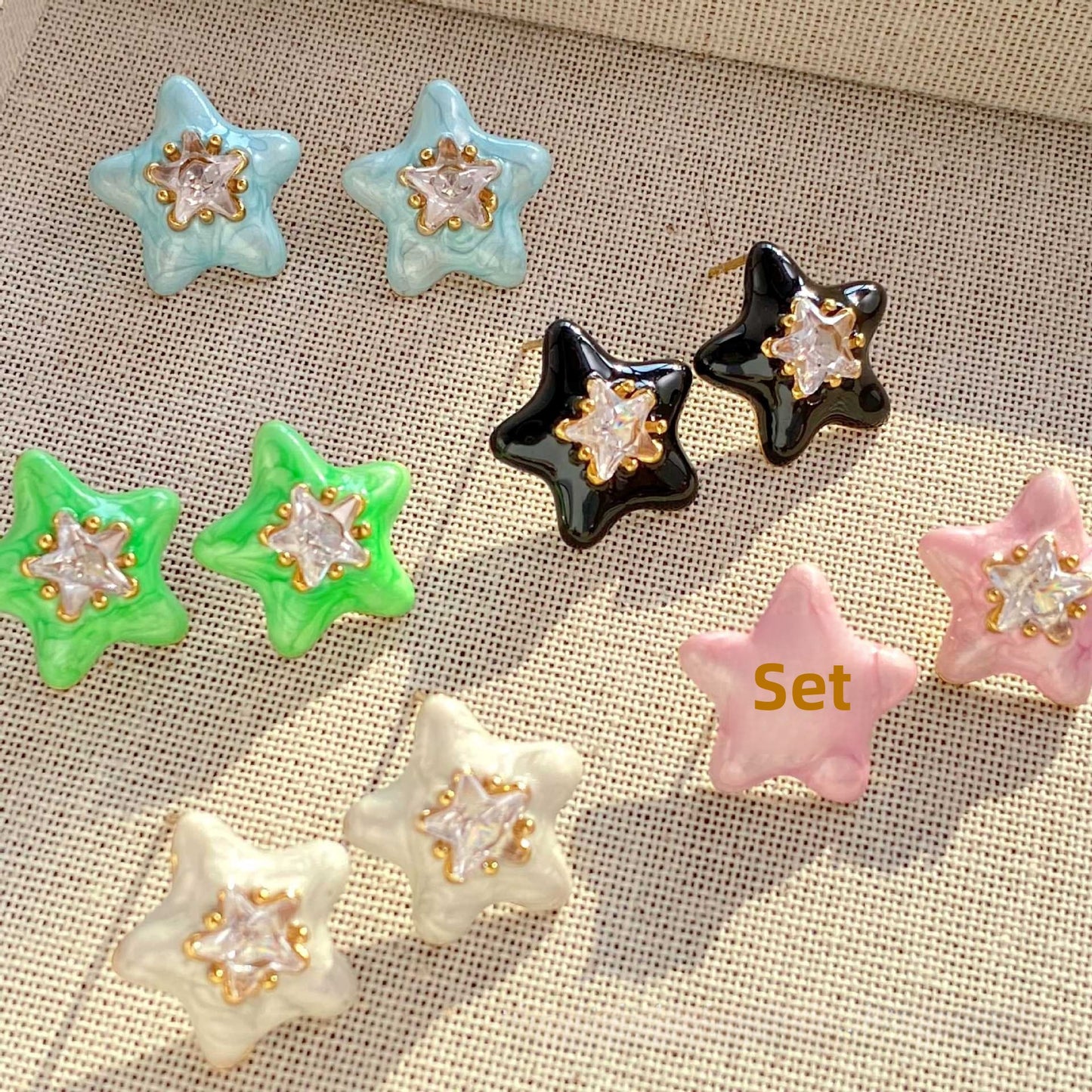 Sweet Pink Flowers Stud Earrings For Women With Electroplated Gold Plating Process