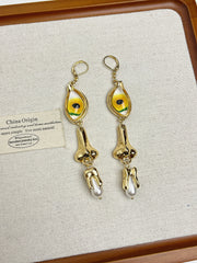 Yellow Devil Eye Earrings EH1125