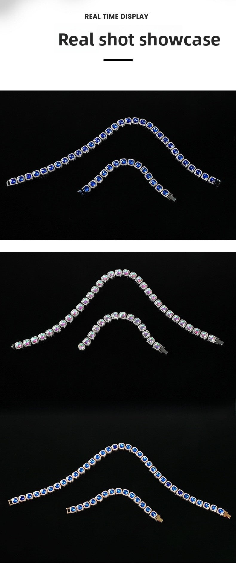 For Unisex Hip-Hop Golden Cuban Link Chain Curb Chain Made Of Zinc Alloy With Glass Inlay