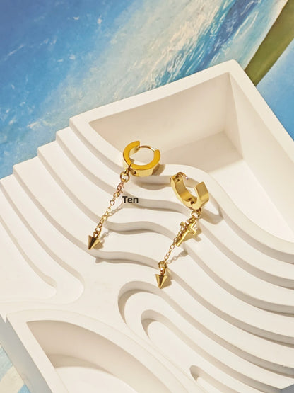 Unisex Titanium Steel Cross Earrings With Golden Tassel Design For Stylish Wear