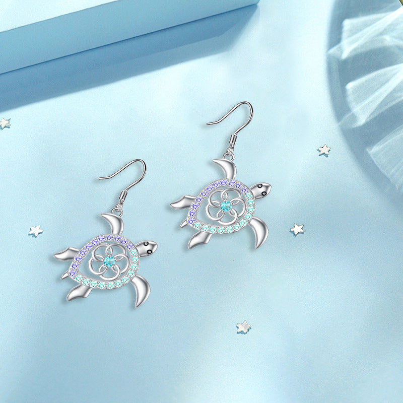 Cute Silver Alloy Turtle Necklace Earrings For Women Featuring Adorable Animal Design