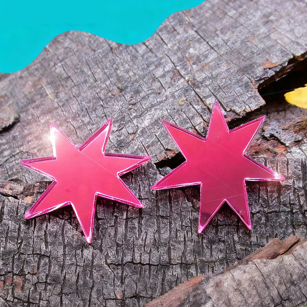 Pentagram Drop Earrings For Women In Pink Acrylic