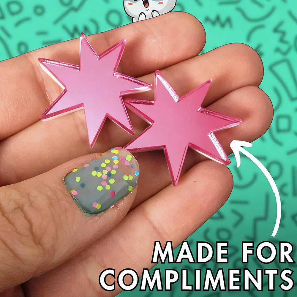 Pentagram Drop Earrings For Women In Pink Acrylic
