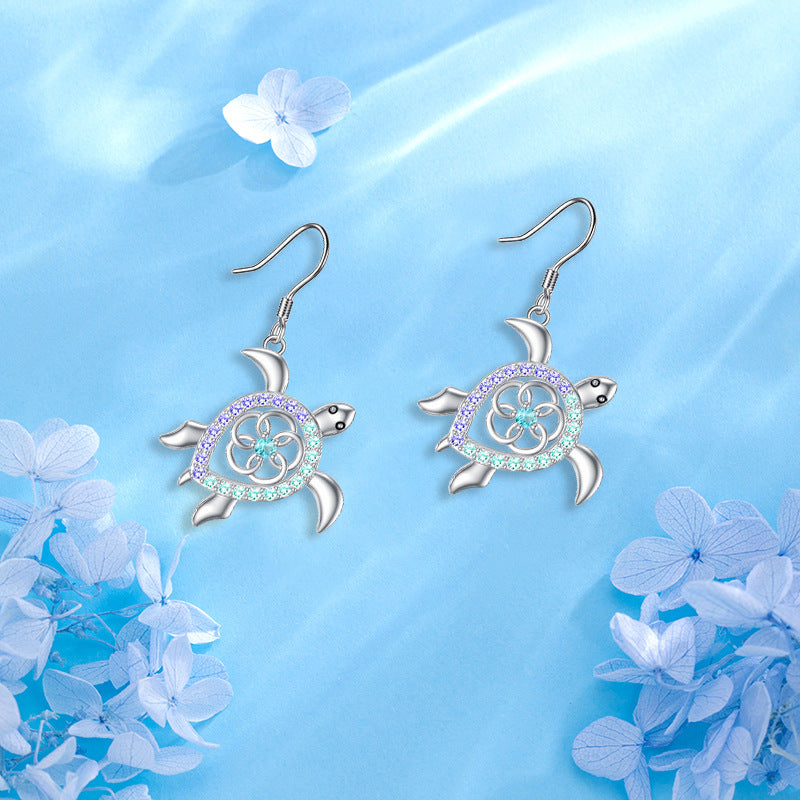 Cute Silver Alloy Turtle Necklace Earrings For Women Featuring Adorable Animal Design