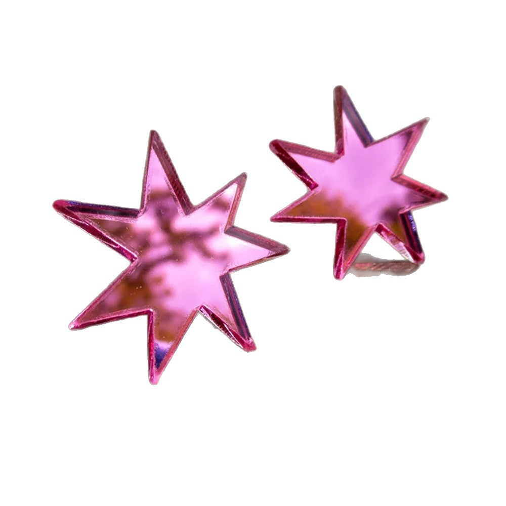Pentagram Drop Earrings For Women In Pink Acrylic