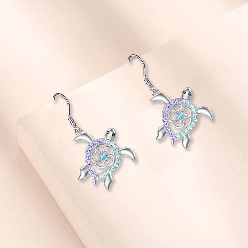 Cute Silver Alloy Turtle Necklace Earrings For Women Featuring Adorable Animal Design