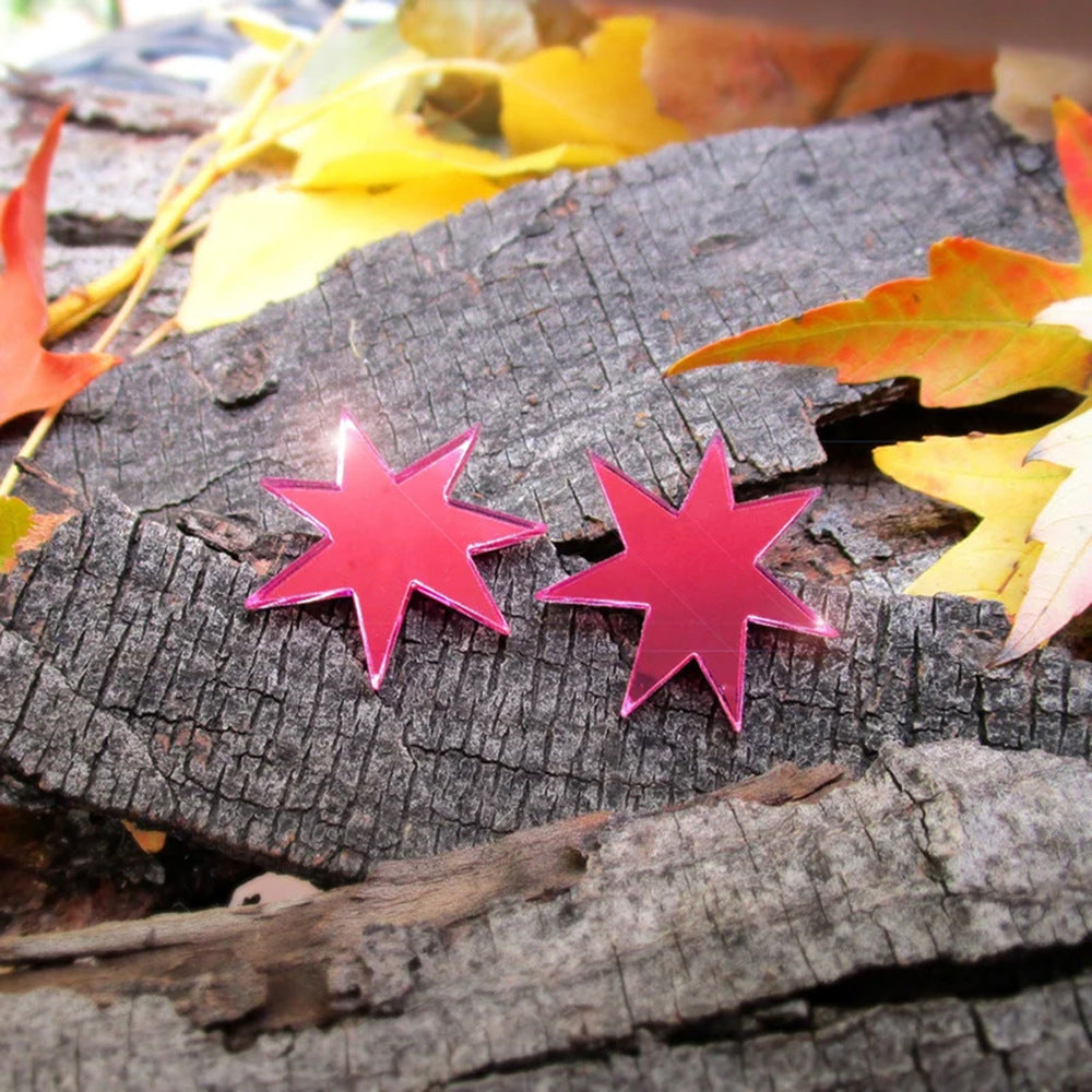 Pentagram Drop Earrings For Women In Pink Acrylic