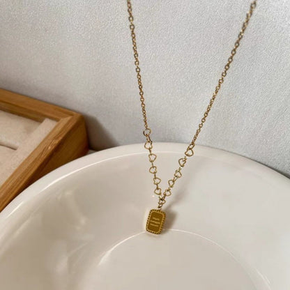 For Women Electroplated Titanium Steel Necklace With 14K Real Gold Plated Cable Chain