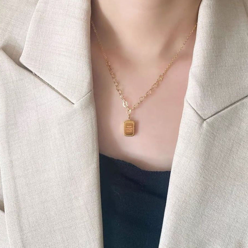 For Women Electroplated Titanium Steel Necklace With 14K Real Gold Plated Cable Chain