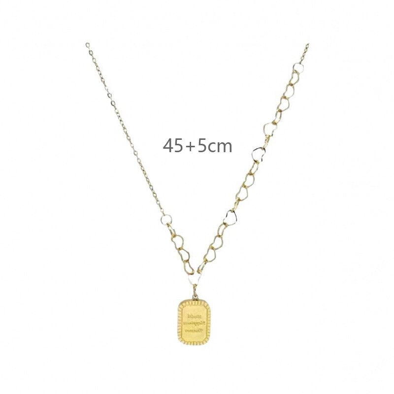 For Women Electroplated Titanium Steel Necklace With 14K Real Gold Plated Cable Chain