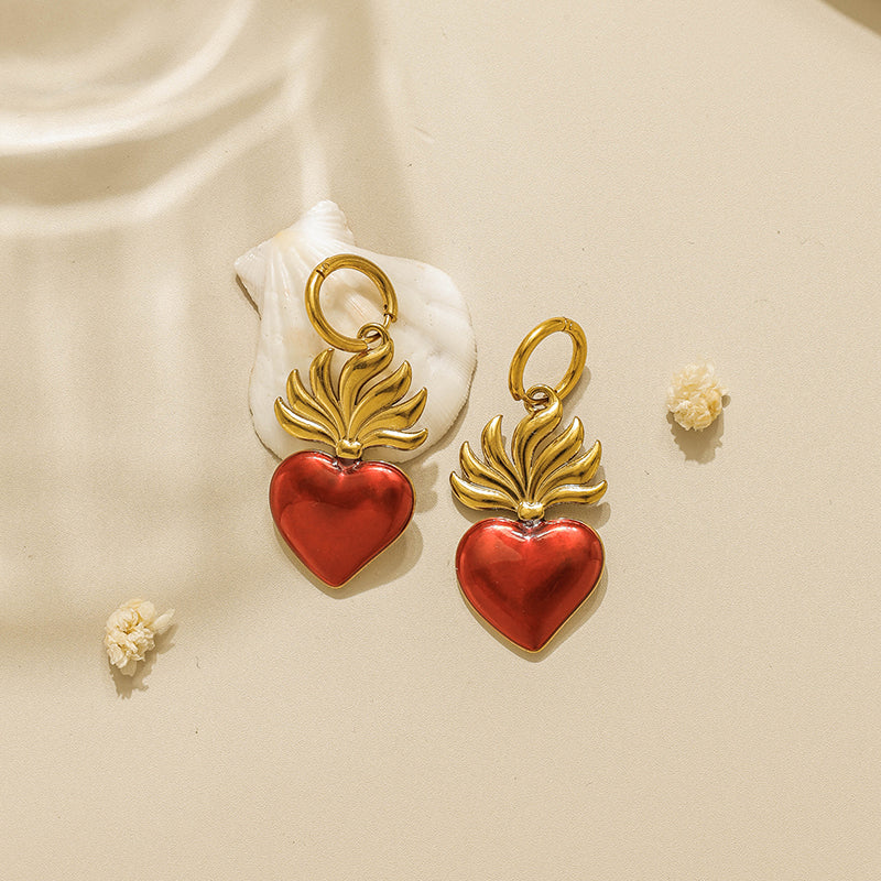 Cute Heart Shape Hoop Earrings For Women Made Of 304 Stainless Steel Featuring Electroplated 18K Gold Plated Finish
