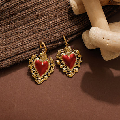 Cute Heart Shape Hoop Earrings For Women Made Of 304 Stainless Steel Featuring Electroplated 18K Gold Plated Finish