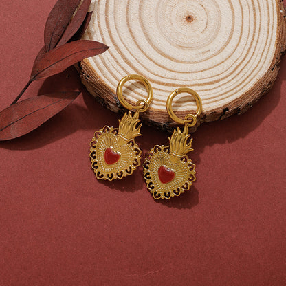 Cute Heart Shape Hoop Earrings For Women Made Of 304 Stainless Steel Featuring Electroplated 18K Gold Plated Finish