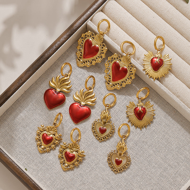 Cute Heart Shape Hoop Earrings For Women Made Of 304 Stainless Steel Featuring Electroplated 18K Gold Plated Finish
