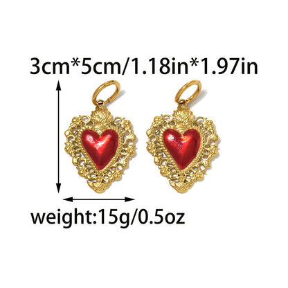 Cute Heart Shape Hoop Earrings For Women Made Of 304 Stainless Steel Featuring Electroplated 18K Gold Plated Finish
