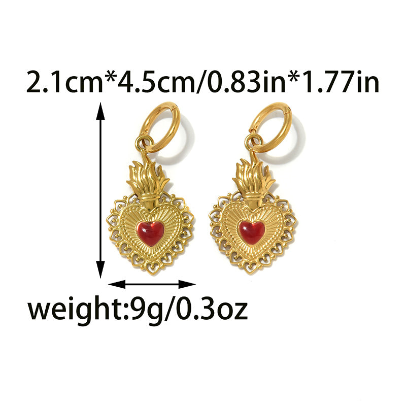 Cute Heart Shape Hoop Earrings For Women Made Of 304 Stainless Steel Featuring Electroplated 18K Gold Plated Finish