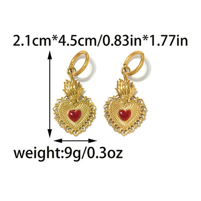Cute Heart Shape Hoop Earrings For Women Made Of 304 Stainless Steel Featuring Electroplated 18K Gold Plated Finish