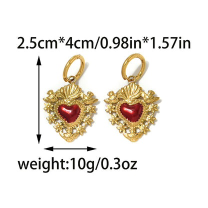 Cute Heart Shape Hoop Earrings For Women Made Of 304 Stainless Steel Featuring Electroplated 18K Gold Plated Finish