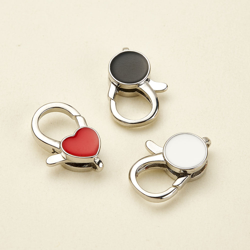 Heart Shape Pendant With Lobster Clasp, Platinum Plated Copper Jewelry, 0.05-0.08µm Electroplating, 1 Pc