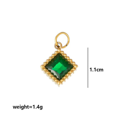 Quadrilateral Pendant Unisex Jewelry In 304 Stainless Steel With 18K Gold Plated PVD Coating And Artificial Crystal