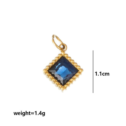 Quadrilateral Pendant Unisex Jewelry In 304 Stainless Steel With 18K Gold Plated PVD Coating And Artificial Crystal