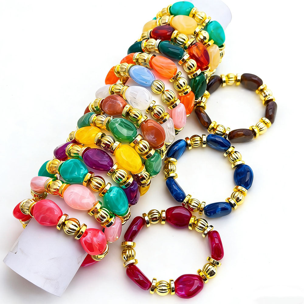 Maillard Style Irregular Acrylic Beading Bracelet For Women, Unique Design With Elegant Craftsmanship