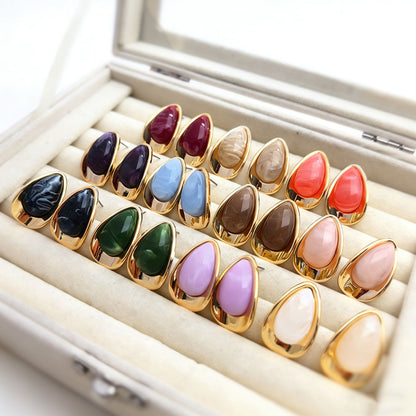 Sweet Oval Acrylic Earrings For Women In Colour