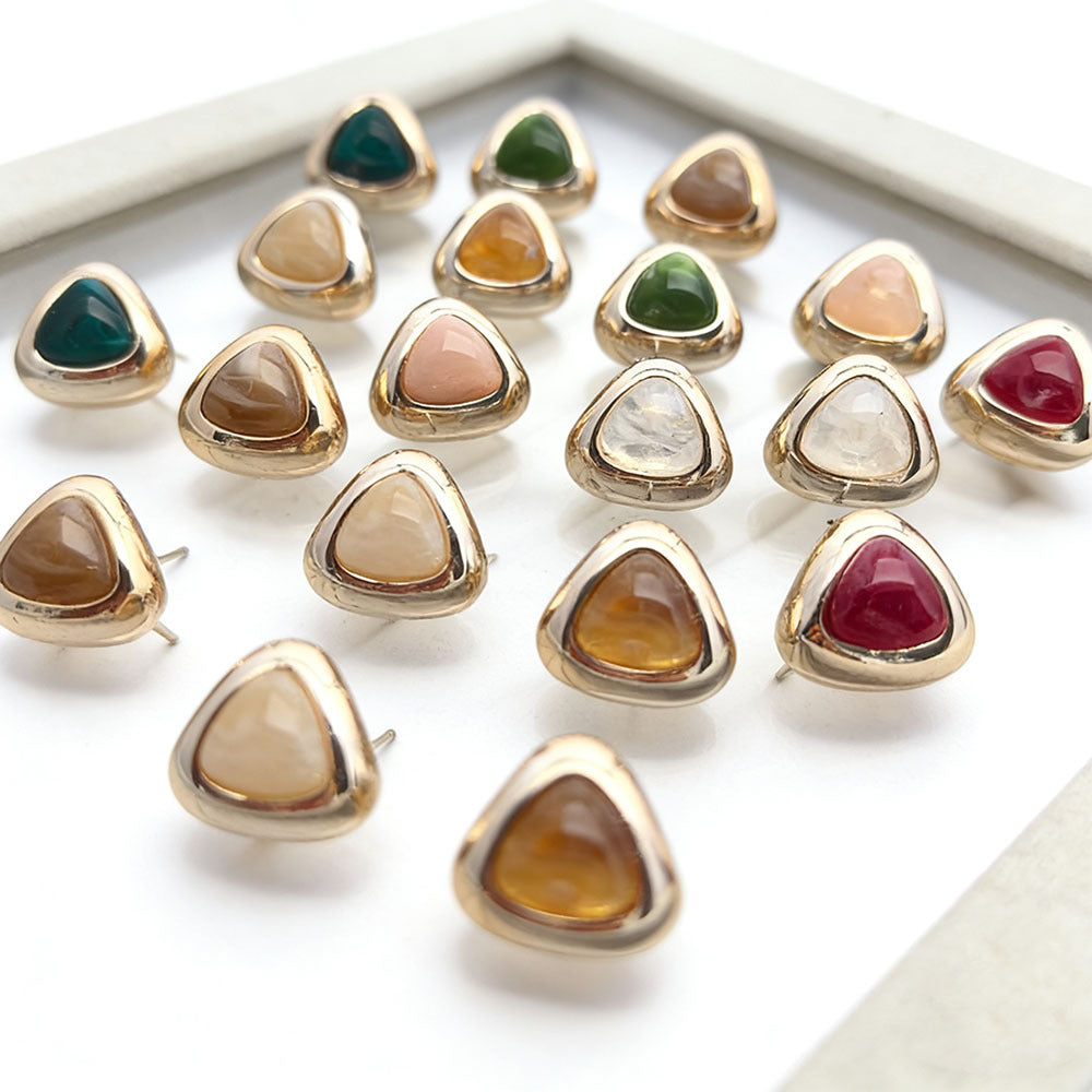Trillion-cut Three-dimensional Acrylic Earrings For Women In Colour