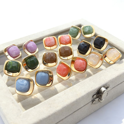 Sweet Square Stud Earrings For Women In Colour Acrylic, Perfect For Daily Wear