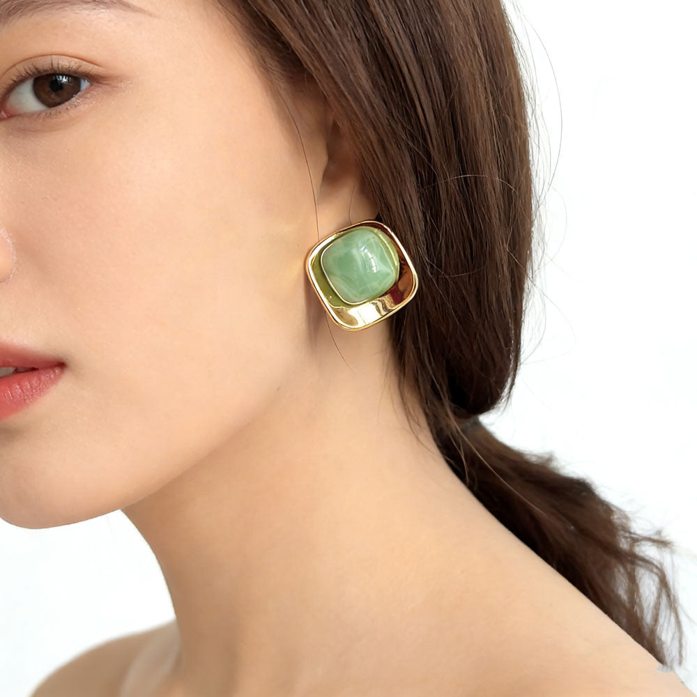 Sweet Square Stud Earrings For Women In Colour Acrylic, Perfect For Daily Wear