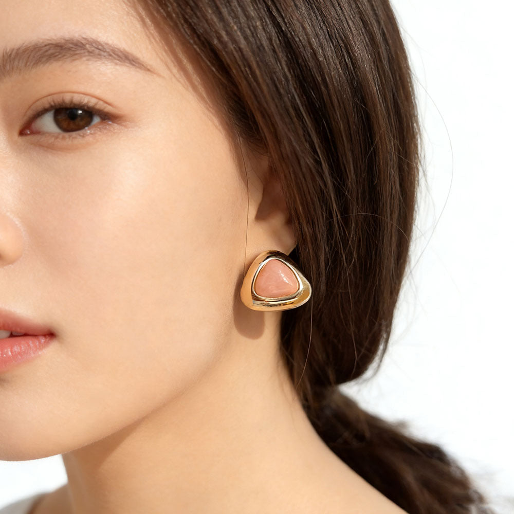 Trillion-cut Three-dimensional Acrylic Earrings For Women In Colour